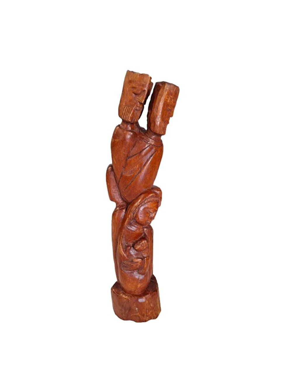 Mid Century Modern Wood Sculpture Statue Jesus Mary Joseph
